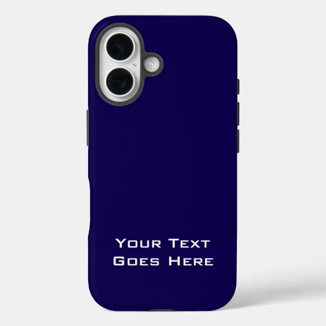 Dark Blue Plain Elegant Minimalist Calligraphy Case-Mate iPhone Case (Back)