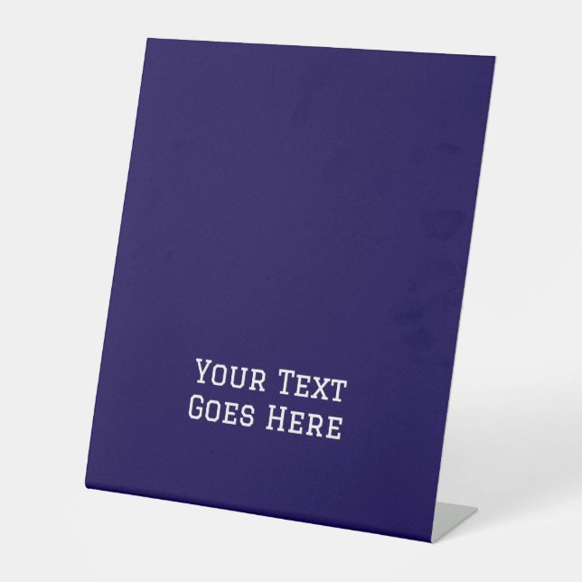 Dark Blue Plain Elegant Minimalist Calligraphy Pedestal Sign (Front)