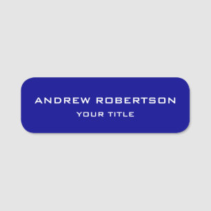Dark Blue Plain Elegant Minimalist Simple Name Tag