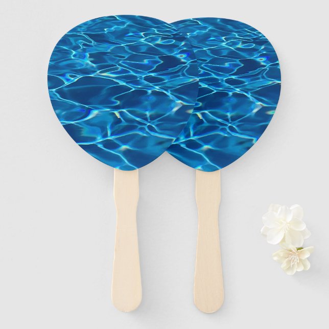 Dark Blue Pool Water  Hand Fan (Front and Back)