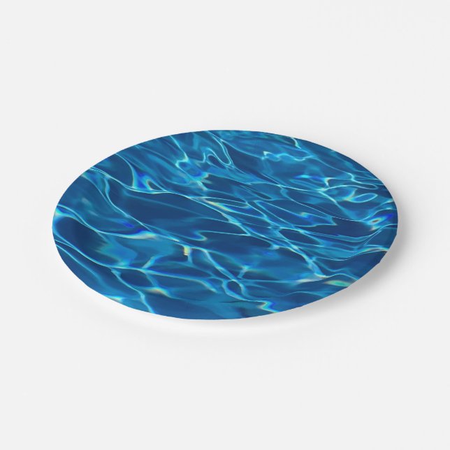 Dark Blue Pool Water  Paper Plate (Angled)