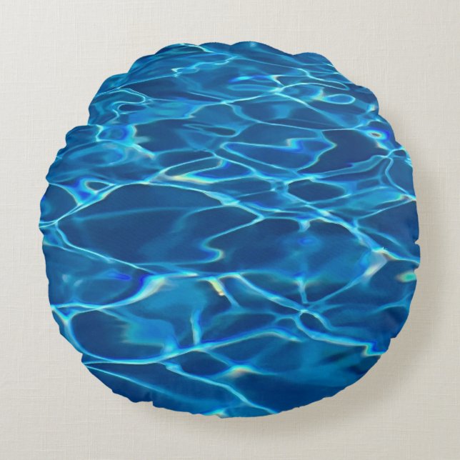 Dark Blue Pool Water  Round Cushion (Front)
