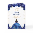 Dark Blue Princess Floral Happy Birthday