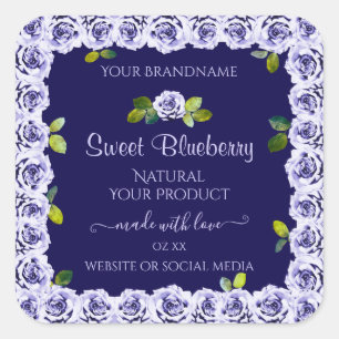 Dark Blue Product Packaging Labels Cool Rose Frame