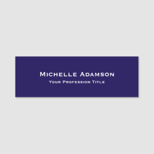 Dark Blue Professional Plain Modern Name Tag