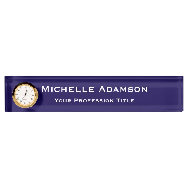 Dark Blue Professional Plain Modern Nameplate (Front)