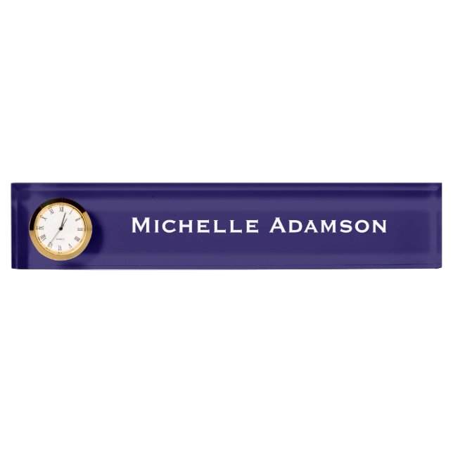 Dark Blue Professional Plain Modern Nameplate (Front)