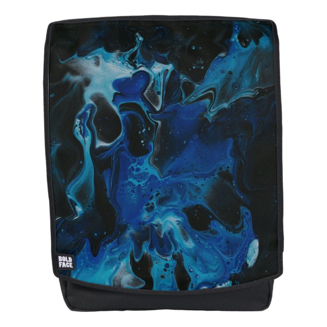 Dark blue psychedelic liquid backpack (Front)