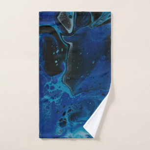 Dark blue psychedelic liquid hand towel