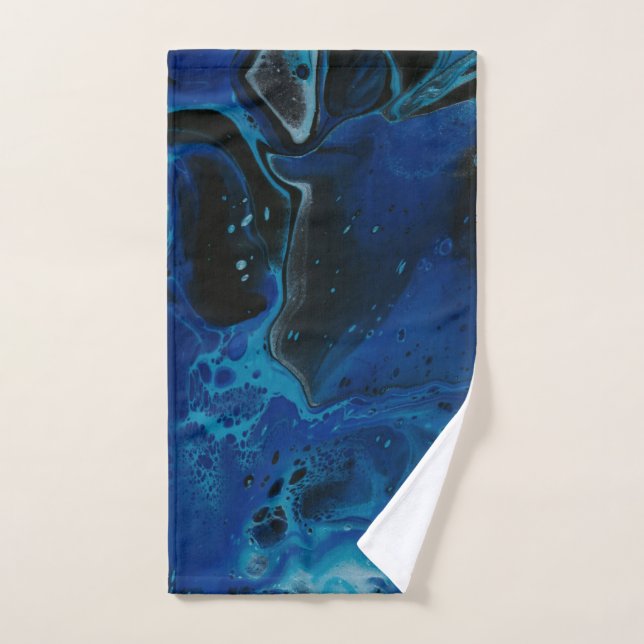 Dark blue psychedelic liquid hand towel (Hand Towel)