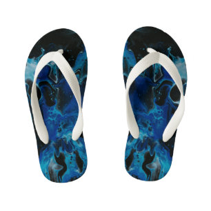 Dark blue psychedelic liquid kid's thongs