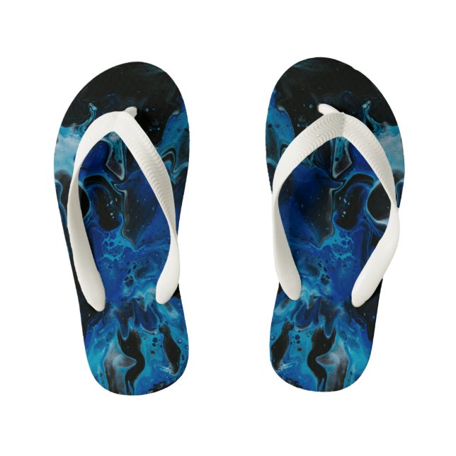 Dark blue psychedelic liquid kid's thongs (Footbed)