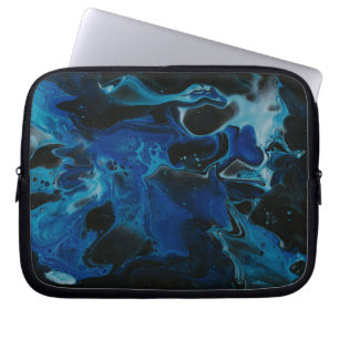 Dark blue psychedelic liquid laptop sleeve