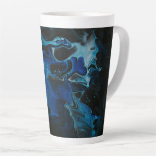 Dark blue psychedelic liquid latte mug