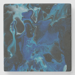 Dark blue psychedelic liquid stone coaster
