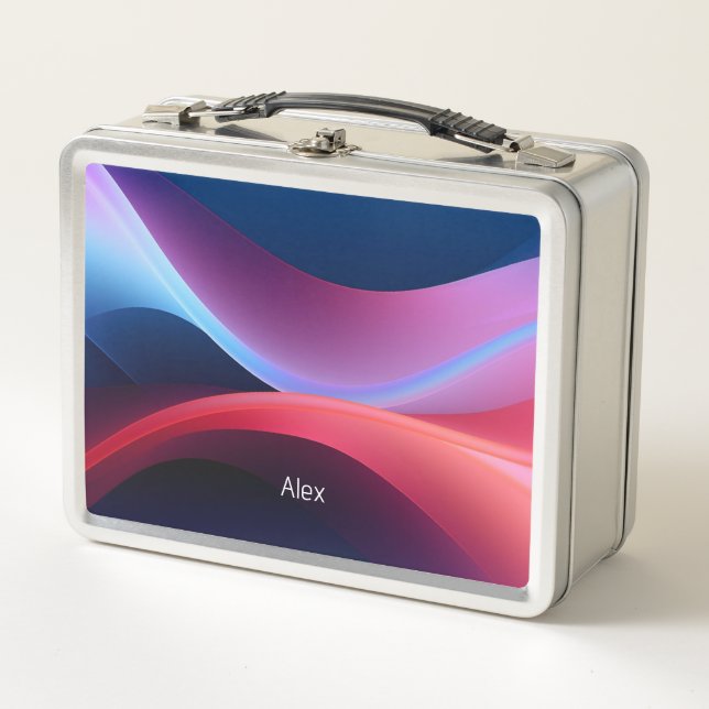 Dark blue purple abstract  school  metal lunch box (Front)