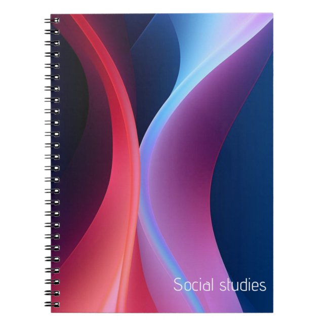 Dark blue purple abstract  school subjects notebook (Front)