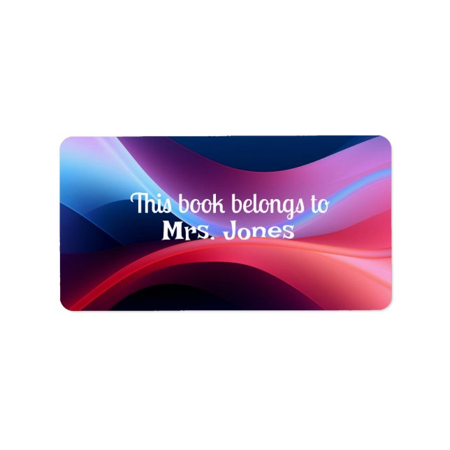 Dark blue purple abstract teacher book label (Front)