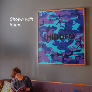 Dark Blue & Purple Camouflage Hidden Quote Poster