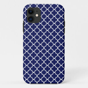Dark Blue Quatrefoil Pattern iPhone 11 Case