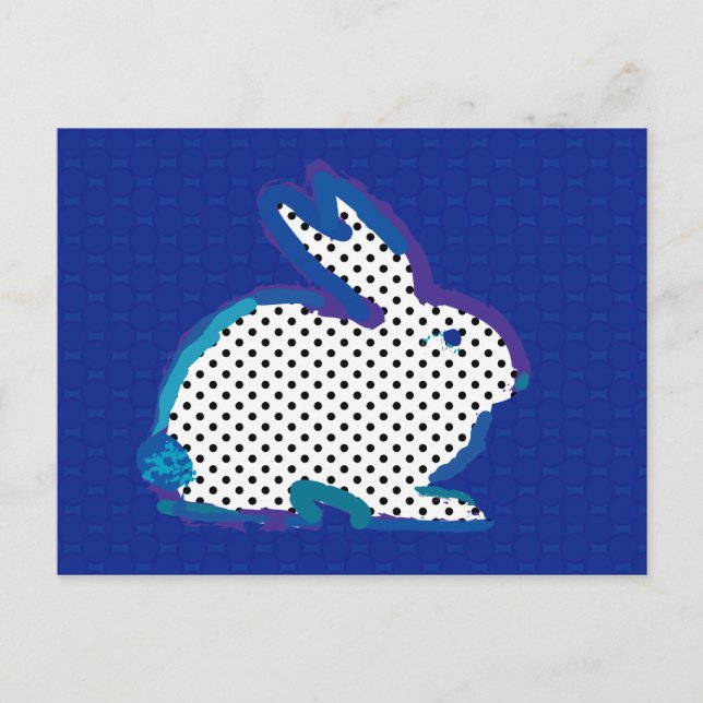 'dark blue rabbit' digital painting Postcard (Front)