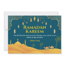 Dark Blue Ramadan Mubarak Greeting Card 