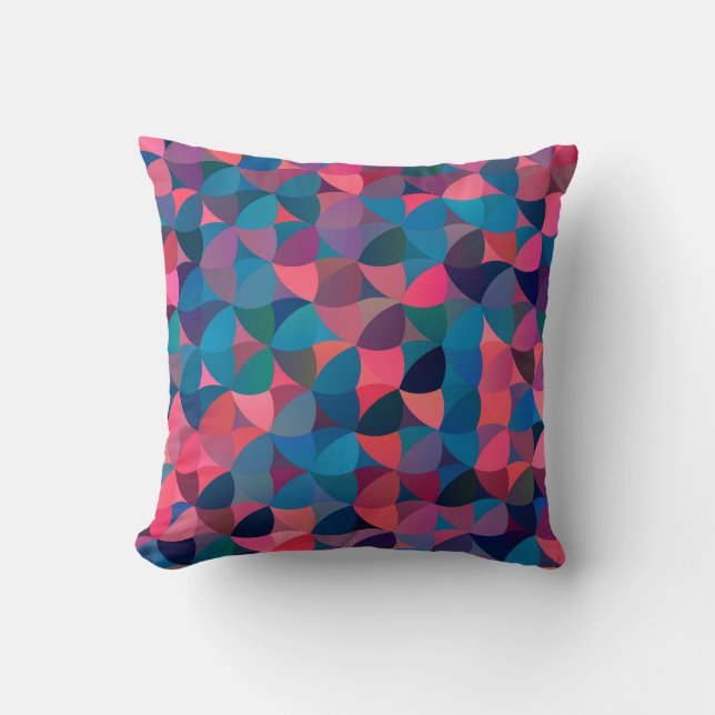 Dark Blue Red: Vintage Geometric Cushion (Front)