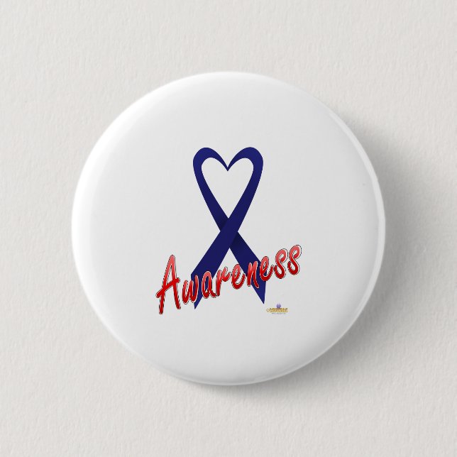 Dark Blue Ribbon Awareness Design 6 Cm Round Badge (Front)