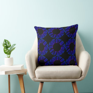 Dark Blue Ribbon Flowers Cushion