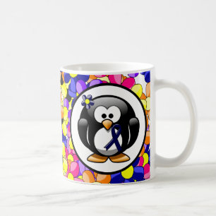 Dark Blue Ribbon Penguin Coffee Mug
