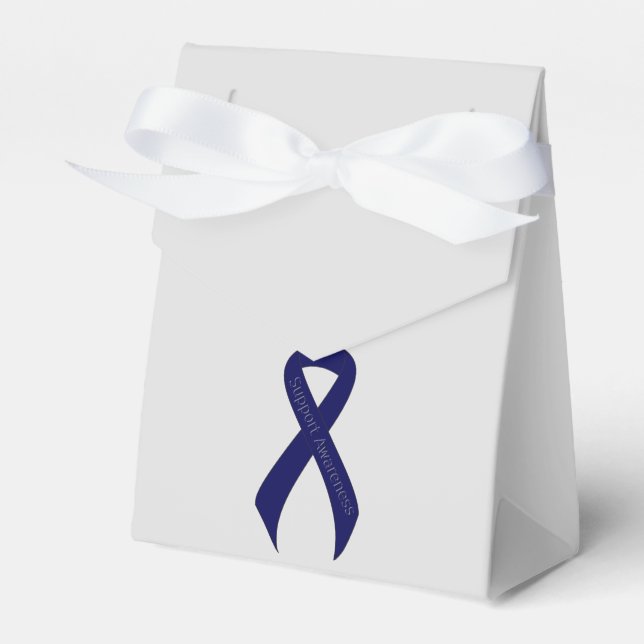 Dark Blue Ribbon Support Awareness Favour Box (Front Side)
