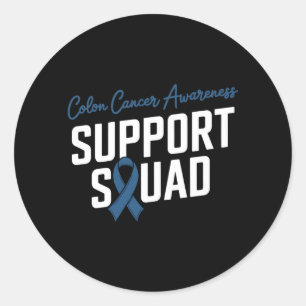 Dark Blue Ribbon Support Squad For Colon Cancer Classic Round Sticker