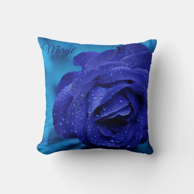 Dark Blue Rose Cushion (Front)