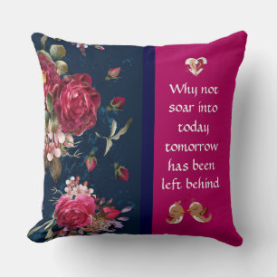 Dark Blue Rose Floral Pillow