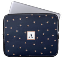 Dark Blue & Rose Gold Pink Glittery Stars Starry