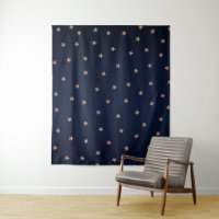 Dark Blue & Rose Gold Pink Glittery Stars Starry