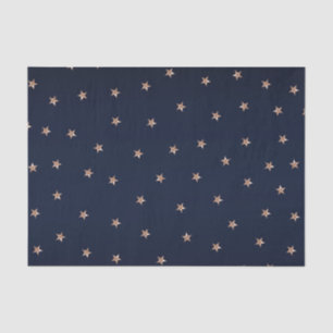 Dark Blue & Rose Gold Pink Glittery Stars Starry Tissue Paper