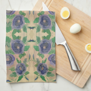 Dark Blue Rose Tea Towel