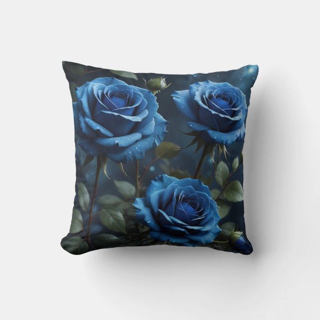Dark Blue Roses  Cushion (Front)