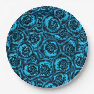 Dark blue roses paper plate