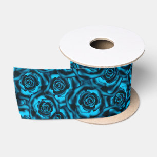 Dark blue roses satin ribbon