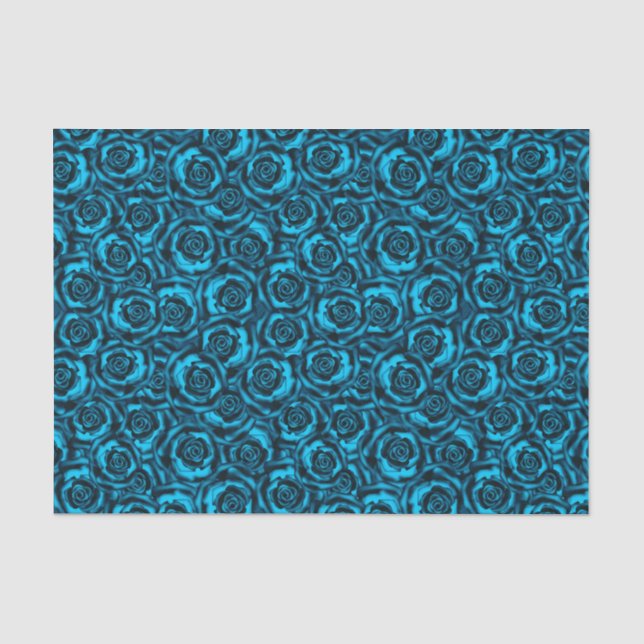Dark blue roses tissue paper (Front)