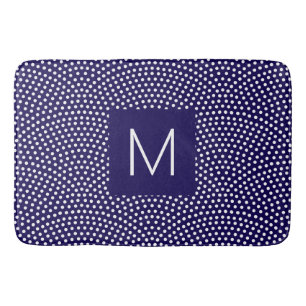 Dark Blue Same Komon (shark skin) Monogrammed Bath Mat