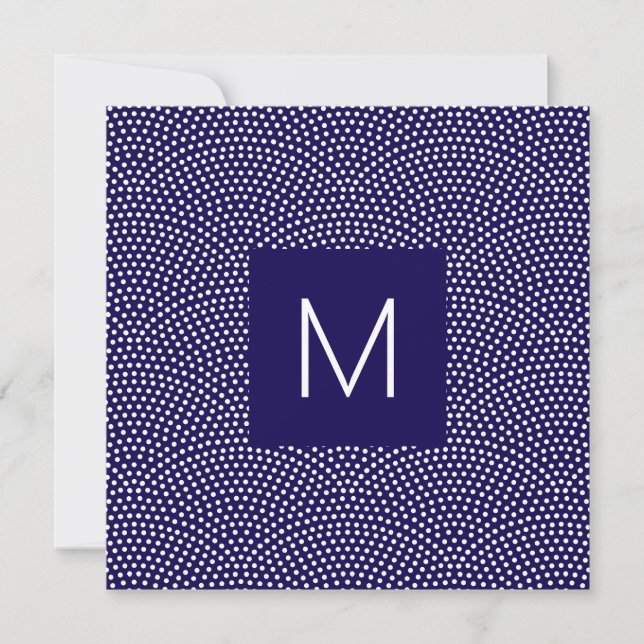 Dark Blue Same Komon (shark skin) Monogrammed Card (Front)