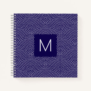 Dark Blue Same Komon (shark skin) Monogrammed Notebook