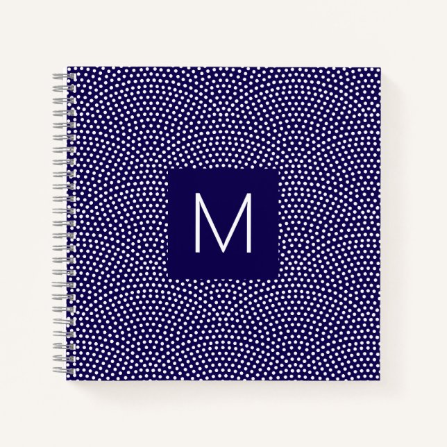 Dark Blue Same Komon (shark skin) Monogrammed Notebook (Front)