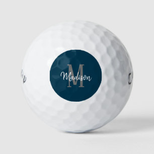 Dark Blue Script Monogram Personalised Womens Golf Balls
