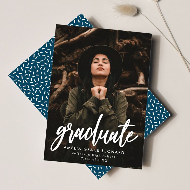 Dark Blue | Scripted Photo Graduation Announcement (Creator Uploaded)