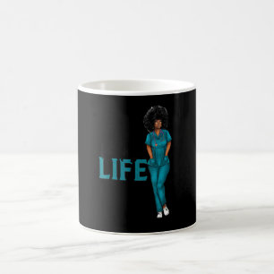 Dark Blue Scrubs Nurse Life Nursing Black Woman Coffee Mug