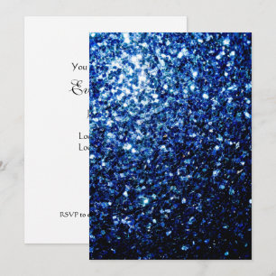 Dark Blue shiny faux glitter sparkles Personalise Invitation